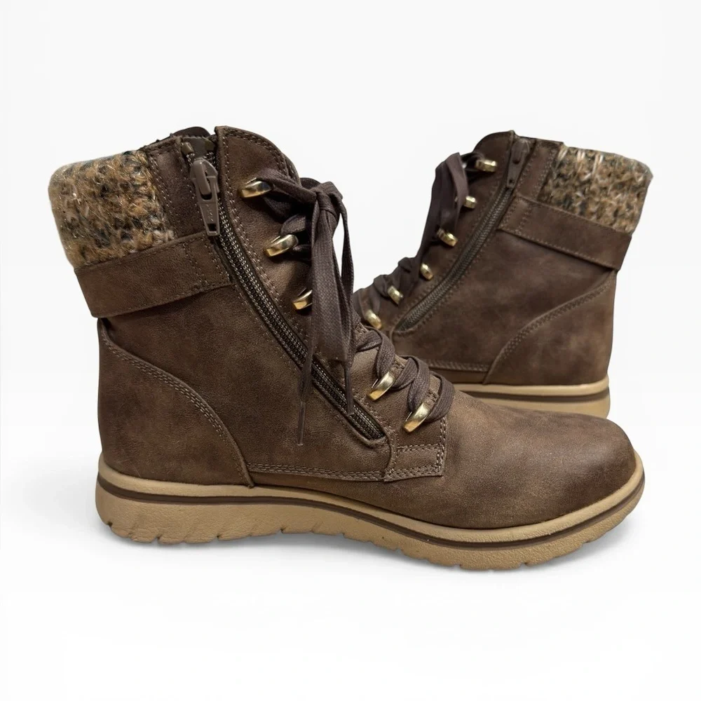 Cliffs by White Mountain Hearten Lace Up Booties Brown Womens Y2K Size US 9
